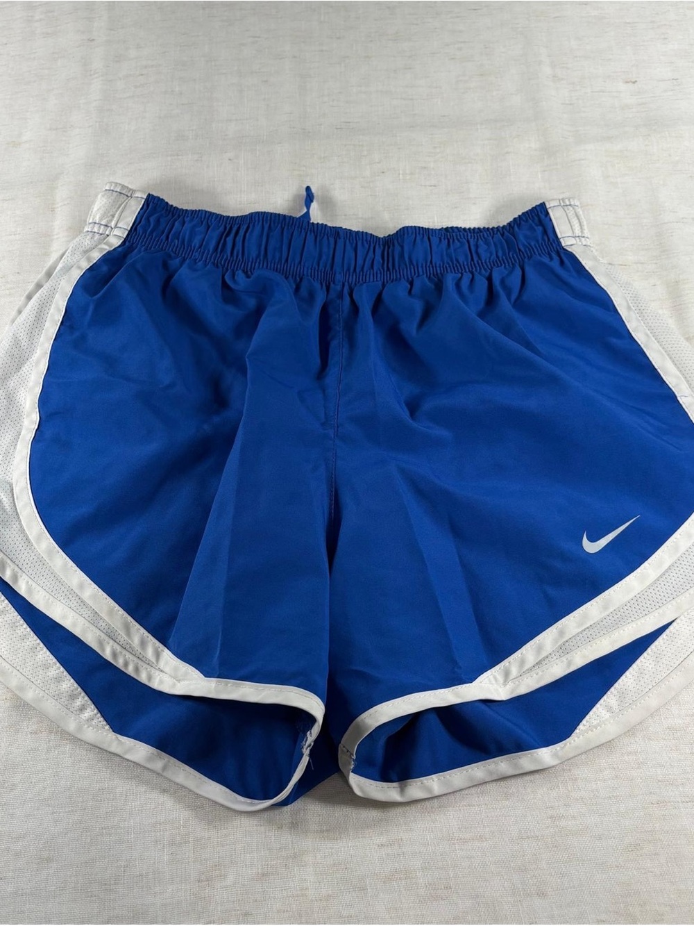 Nike Women’s Athletic Running Shorts Blue/White S Drawstring Elastic Waist